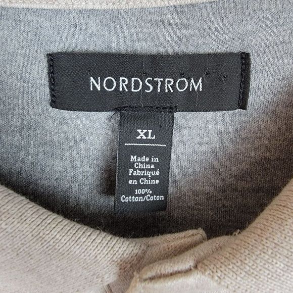 Nordstrom Brand Heather Taupe Button Up Short Sleeves Knit Cotton Polo Shirt XL - Picture 8 of 9